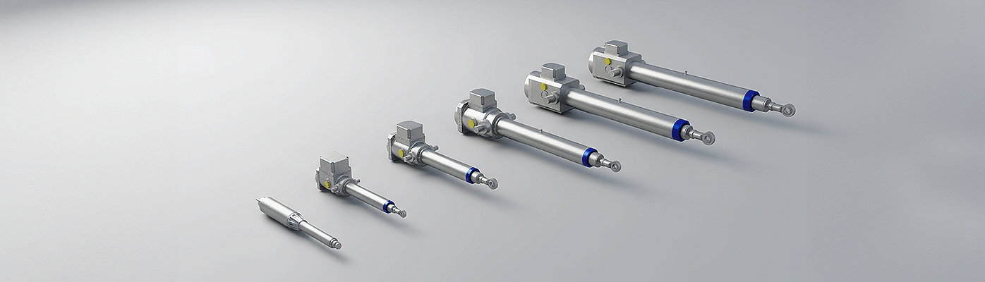 electric linear actuators with in line motors